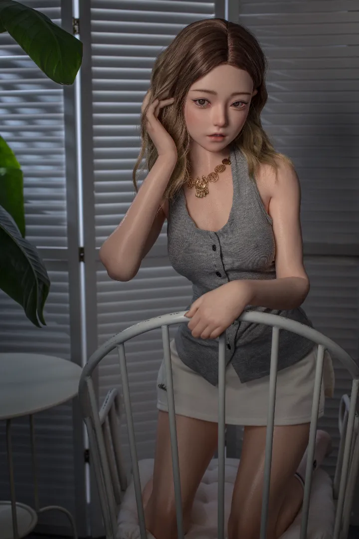 149cm (4ft11) B-Cup realistic skin texture Silicone Sex Doll Una, ROS Head #125b